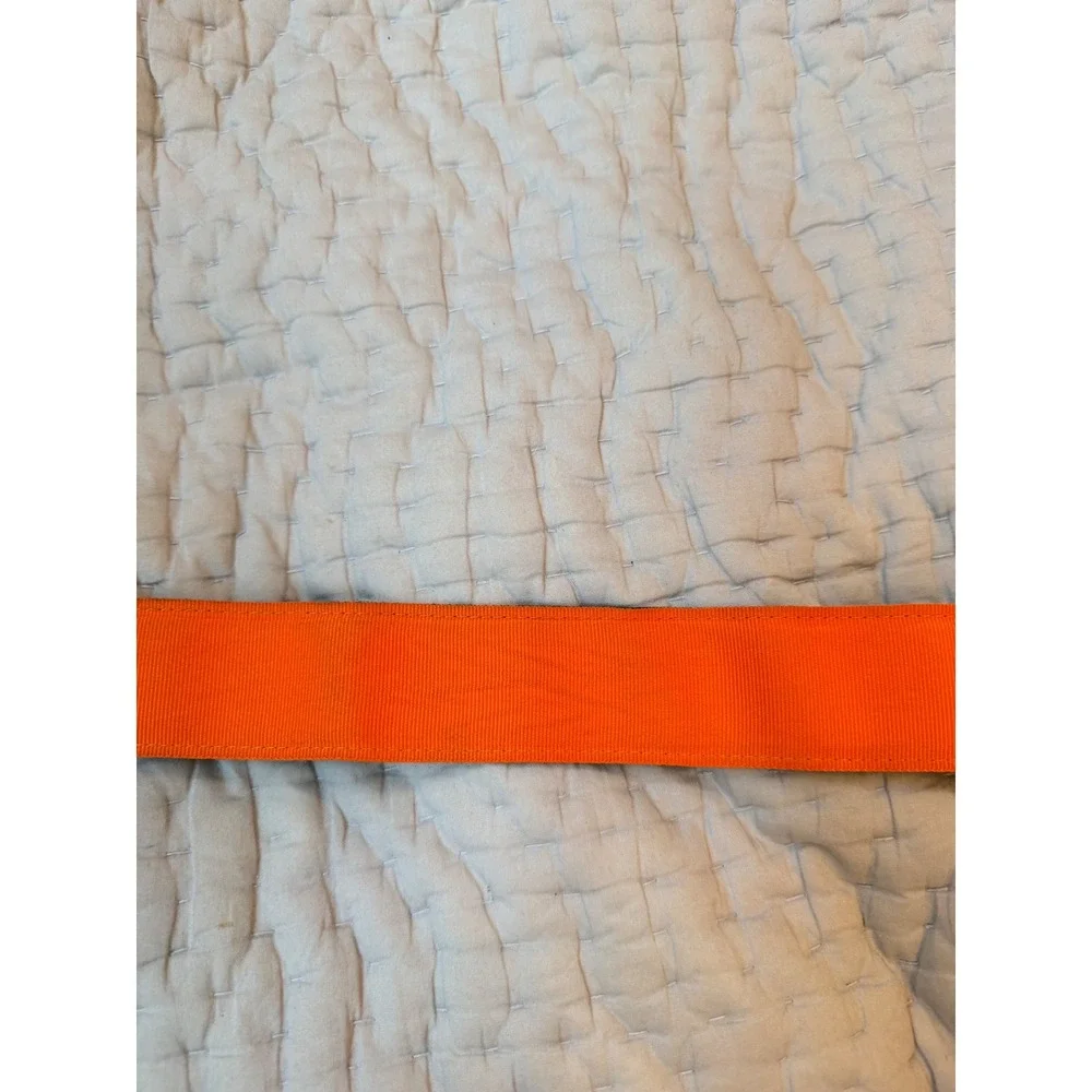 J.Crew Mens Webbed D-Ring Belt Olive Green Orange Grosgrain Canvas 46 Inch